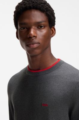 Regular-fit sweater in a cotton blend, Dark Grey