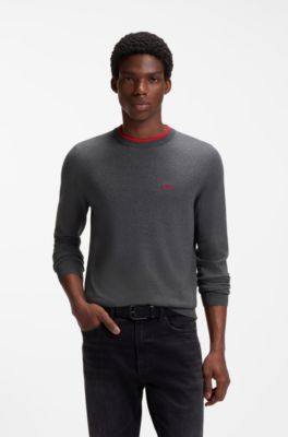 Regular-fit sweater in a cotton blend, Dark Grey