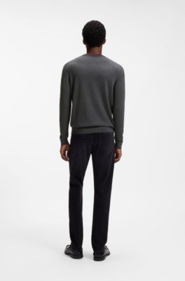 Regular-fit sweater in a cotton blend, Dark Grey