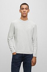 Regular-fit sweater in a cotton blend, Light Grey