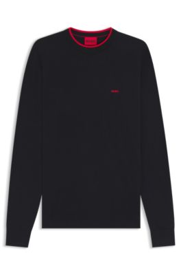 Regular-fit sweater in a cotton blend, Dark Blue