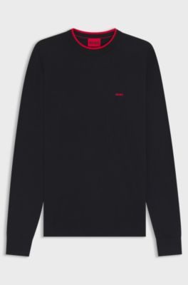 Pull Regular Fit en coton m&eacute;lang&eacute;, Bleu fonc&eacute;