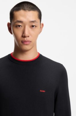 Regular-fit sweater in a cotton blend, Dark Blue