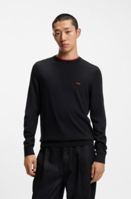 Regular-fit sweater in a cotton blend, Dark Blue