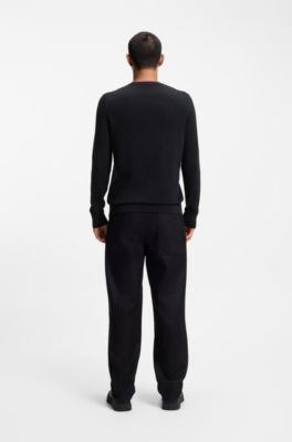 Regular-fit sweater in a cotton blend, Dark Blue