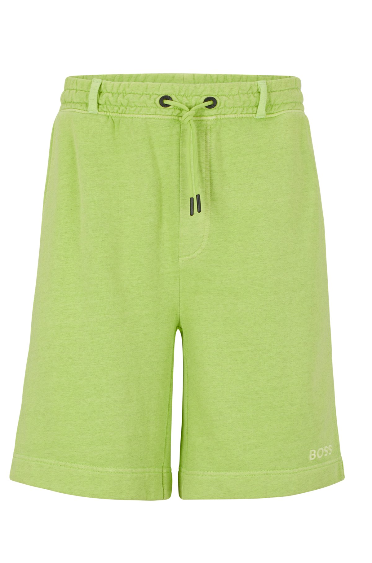 Cotton-blend relaxed-fit shorts with embroidered logo, Green
