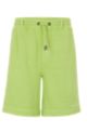Cotton-blend relaxed-fit shorts with embroidered logo, Green