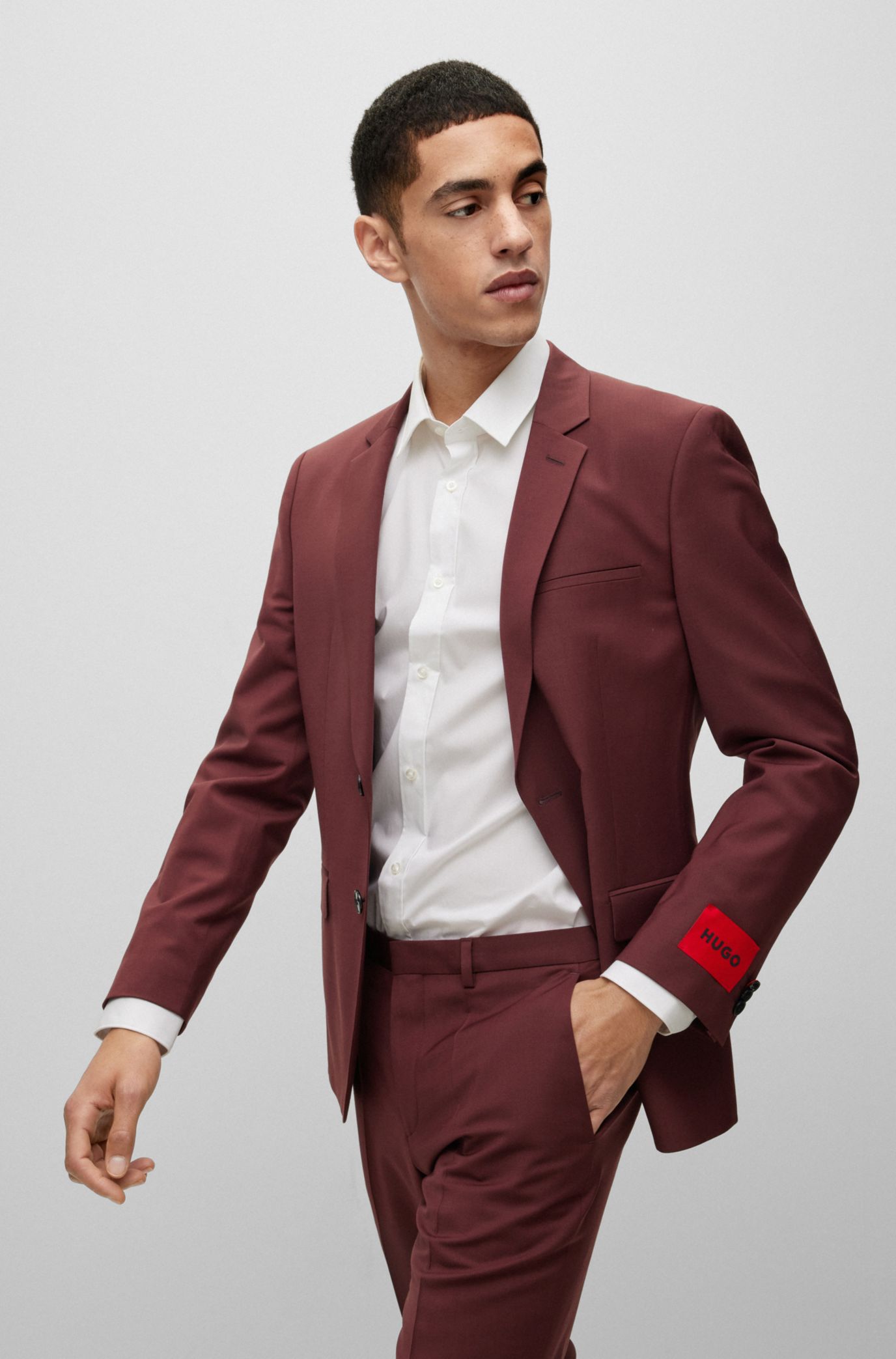 - Extra-slim-fit suit in performance stretch