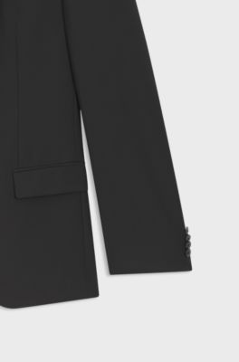 Slim-Fit Anzug aus funktionalem Stretch-Woll-Mix, Schwarz