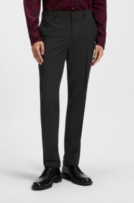 Traje slim fit de mezcla de lana con el&aacute;stico t&eacute;cnico, Negro