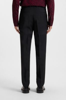 Traje slim fit de mezcla de lana con el&aacute;stico t&eacute;cnico, Negro