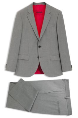 Slim-fit suit in a performance-stretch wool blend, Light Grey