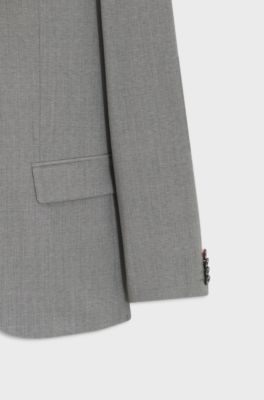 Abito slim fit in misto lana elasticizzato ad alte prestazioni, Grigio chiaro