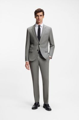 Abito slim fit in misto lana elasticizzato ad alte prestazioni, Grigio chiaro