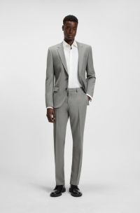 Slim-fit pak van een wolmix met hoogwaardige stretch, Donkergrijs