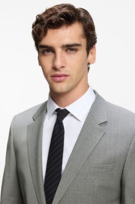 Abito slim fit in misto lana elasticizzato ad alte prestazioni, Grigio chiaro