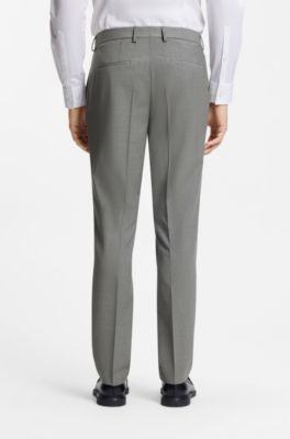 Slim fit-kostym i en ullblandning med performance-stretch, Ljusgr&aring;