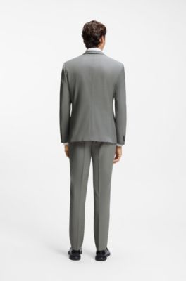 Abito slim fit in misto lana elasticizzato ad alte prestazioni, Grigio chiaro