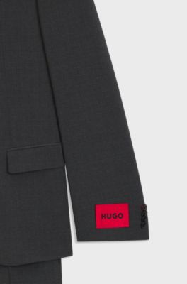 Slim-fit suit in a performance-stretch wool blend, Dark Grey