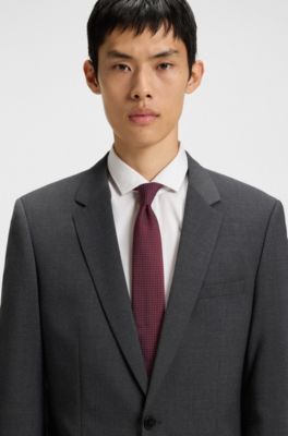 Slim-Fit Anzug aus funktionalem Stretch-Woll-Mix, Dunkelgrau
