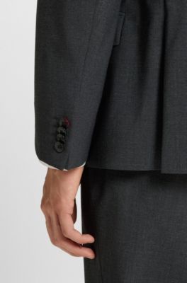 Slim-fit suit in a performance-stretch wool blend, Dark Grey