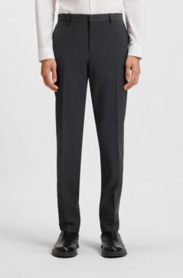 Slim-fit suit in a performance-stretch wool blend, Dark Grey