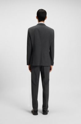 Slim-fit suit in a performance-stretch wool blend, Dark Grey