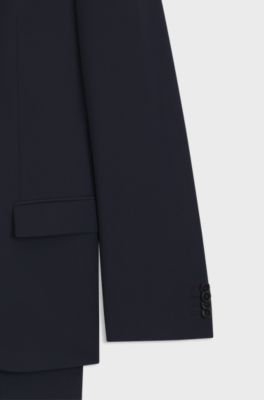 Slim-Fit Anzug aus funktionalem Stretch-Woll-Mix, Dunkelblau