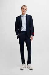 Slim-Fit Anzug aus funktionalem Stretch-Woll-Mix, Dunkelblau