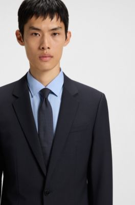Slim-fit suit in a performance-stretch wool blend, Dark Blue