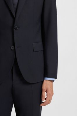 Abito slim fit in misto lana elasticizzato ad alte prestazioni, Blu scuro