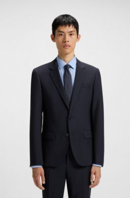 Slim-fit suit in a performance-stretch wool blend, Dark Blue