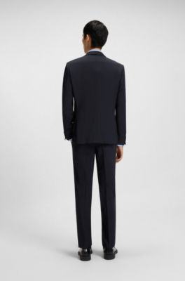 Slim-Fit Anzug aus funktionalem Stretch-Woll-Mix, Dunkelblau