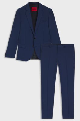 Slim-fit suit in a performance-stretch wool blend, Blue