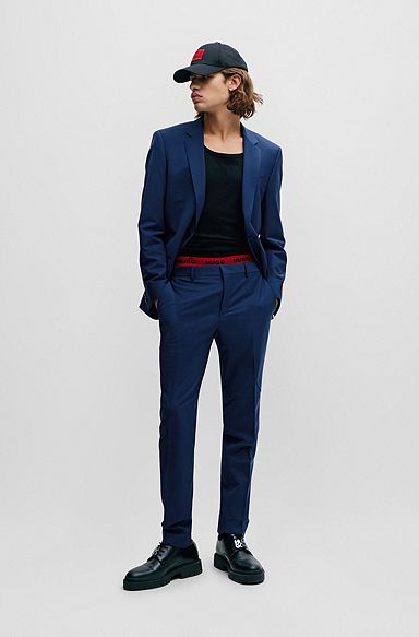 Slim-fit suit in a performance-stretch wool blend, Light Blue