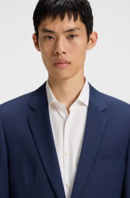 Slim-fit suit in a performance-stretch wool blend, Blue