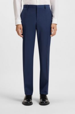 Slim fit-kostym i en ullblandning med performance-stretch, Bl&aring;