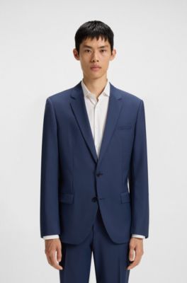スリムフィットスーツ パフォーマンスストレッチ ウールブレンド, ブルー