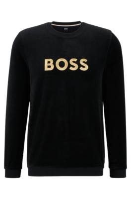 Hugo Boss Cotton-blend Velour Sweatshirt With Embroidered Logo