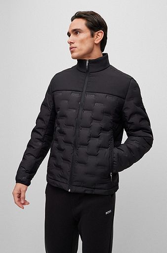 Water-repellent regular-fit jacket with down filling, Black