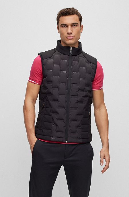 Water-repellent regular-fit gilet with down filling, Black