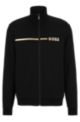 Loungewear-Jacke aus Baumwoll-Mix mit Streifen und Logo, Schwarz