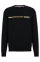 Loungewear-Sweatshirt aus Baumwoll-Mix mit Streifen und Logo, Schwarz