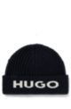 Cap in a cotton blend with wool, Dark Blue