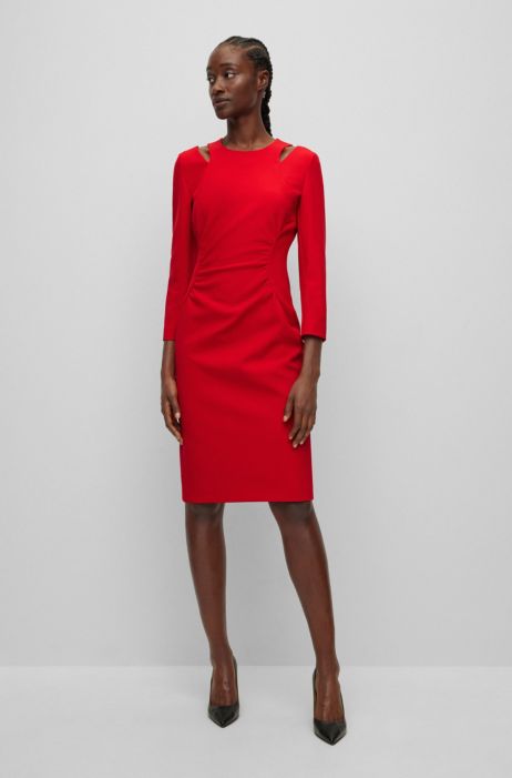BOSS - Slim-fit long-sleeved dress with cut-out details