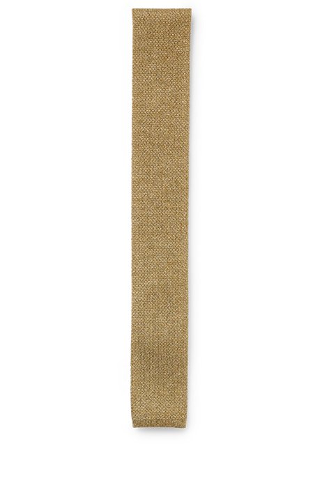 Cravate en maille piquée à fibres métallisées, Or