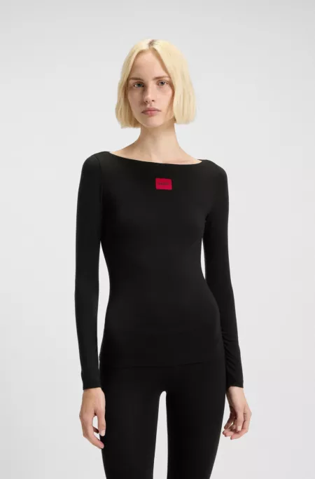 Thermal slim-fit top with red logo label