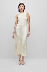 Slim-fit sleeveless dress in tonal fabrics, White