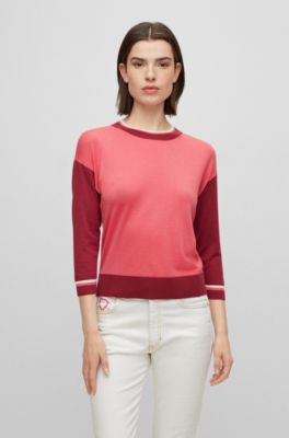 BOSS - Colour-blocked sweater in super-fine merino wool