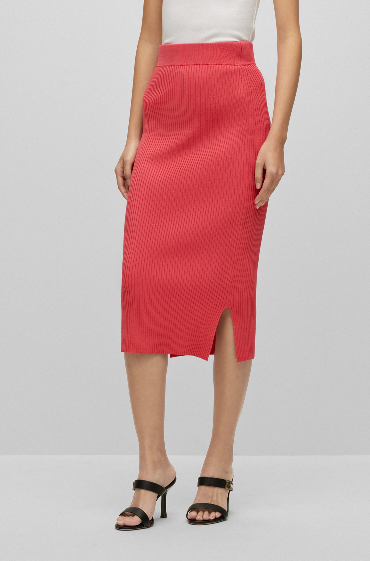 BOSS - Knitted pencil skirt with ribbed structure